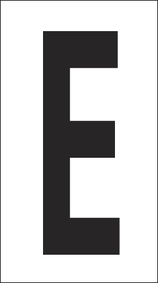 [937E] 937E - Foglio n.1 etichetta autoadesiva B/N lettera E