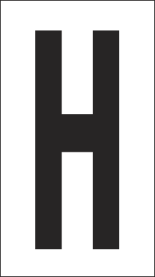 [937H] 937H - Foglio n.1 etichetta autoadesiva B/N lettera H