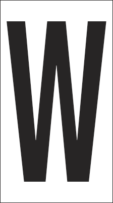 [937W] 937W - Foglio n.1 etichetta autoadesiva B/N lettera W