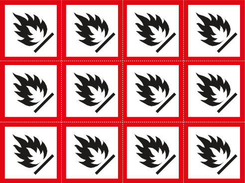 [9422B] 9422B - Foglio n.12 etichette adesive infiammabile