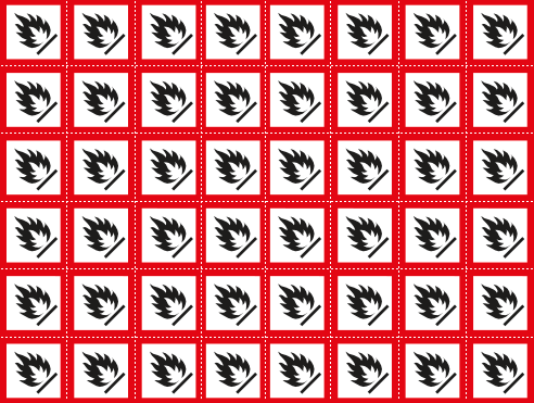 [9422D] 9422D - Foglio n.48 etichette adesive infiammabile