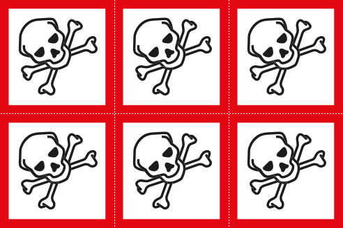 [9426A] 9426A - Foglio n. 6 etichette adesive tossico