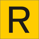 [9475F] 9475F - Etichetta adesiva fondo giallo lettera R nera