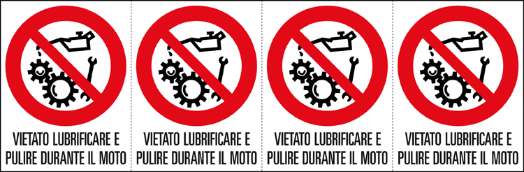 [9505B] 9505B - Foglio 4 etichette vietato lubrificare pulire moto