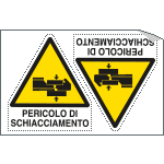[9565A] 9565A - Foglio n. 2 etichette adesive pericolo schiacciamento