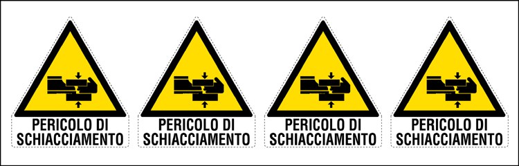 [9565B] 9565B - Foglio n. 4 etichette adesive pericolo schiacciamento