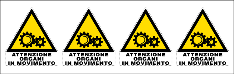 [9574B] 9574B - Foglio 4 etichette attenzione organi movimento