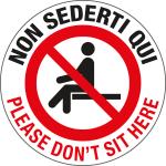 [9691F] 9691F - Etichetta adesiva "Non sederti qui - Please don't seat here"