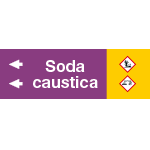 [99A351NBS] 99A351NBS - etichetta fondo viola " SODA CAUSTICA " sinistra