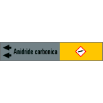 [99A891NAS] 99A891NAS - foglio da 5 etichette fondo grigio"ANIDRIDE CARBONICA"freccia sinistra