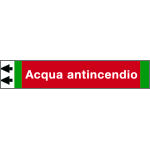 [99B212NAS] 99B212NAS - foglio da 5 etichette fondo rosso  "ACQUA ANTINCENDIO" freccia sx