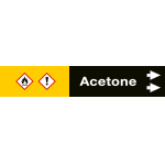 [99B781NAD] 99B781NAD - foglio da 5 etichette fondo nero "ACETONE" freccia destra