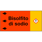 [99C110NES] 99C110NES - Etichetta fondo arancio "BISOLFITO DI SODIO" sinistra
