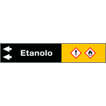 [99C340NAS] 99C340NAS - foglio da 5 etichette fondo nero "ETANOLO" freccia sinistra
