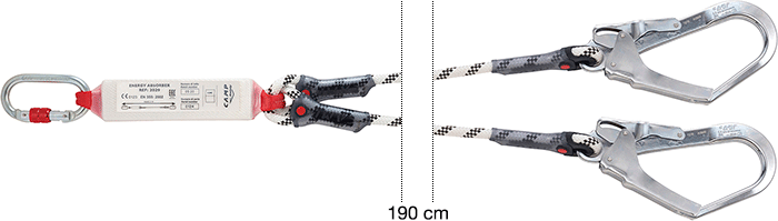 [ANC5030201] ANC5030201 - cordino a Y con assorbitore di energia e 3 moschet.lungh.190 cm.