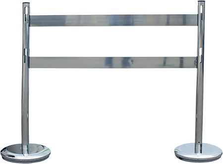 [BARV15S] BARV15S - barriera composta da 2 pali 2 barre e 2 basi in ACCIAIO CROMATO