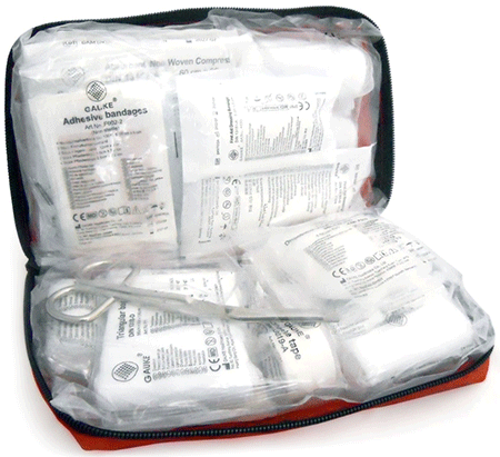 [BRA403] BRA403 - borsa in nylon rossa contenuto previsto da norma DIN 13164 B