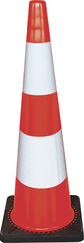 [CORV47] CORV47 - cono rosso h.mm 900 2 bande rifrangenti classe 2 base caucciu'