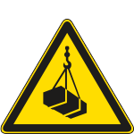 [E1108W] E1108W - Cartello pericolo carichi sospesi solo simbolo EN ISO 7010