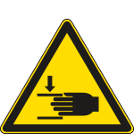 [E1116WS] E1116WS - Etichetta adesiva pericolo schiacciamento mani EN ISO 7010