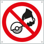 [E13491KS] E13491KS - Etichetta autoad. divieto usare disco con attr. manuali EN ISO 7010