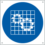 [E1363K] E1363K - Cartello obbligo controllare le protezioni solo simbolo EN ISO 7010