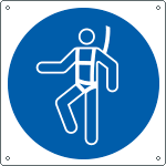 [E1379W] E1379W - Cartello obbligo usare l'imbracatura solo simbolo EN ISO 7010