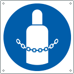 [E1383K] E1383K - Cartello obbligo agganciare le bombole EN ISO 7010