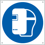 [E1388KS] E1388KS - Etichetta obbligo uso maschera per la saldatura simbolo UNI ISO 7010