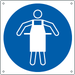 [E1396KS] E1396KS - Etichetta autoadesiva obbligo usare grembiule protettivo EN ISO 7010