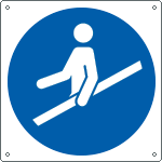 [E1397X] E1397X - Cartello obbligo usare il corrimano solo simbolo EN ISO 7010