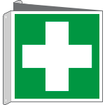 [E15101BIY] E15101BIY - cartello bifacciale solo simbolo pronto soccorso EN ISO 7010
