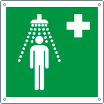 [E15102KS] E15102KS - Etichetta adesiva simbolo doccia di emergenza simbolo UNI ISO 7010