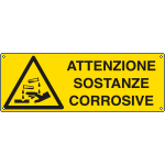 [E1720KS] E1720KS - Etichetta adesiva attenzione sostanze corrosive EN ISO 7010