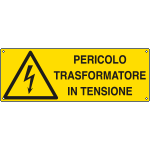 [E1736KS] E1736KS - Etichetta adesiva pericolo trasformatore in tensione EN ISO 7010