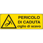[E1758KS] E1758KS - Etichetta adesiva pericolo di caduta ciglio di scavo EN ISO 7010