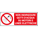[E18019KS] E18019KS - etichetta Non indirizzare getti d'acqua su motori e..EN ISO 7010