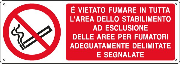 [E18035H] E18035H - Cartello divieto fumare in tutta area stabilimento EN ISO 7010