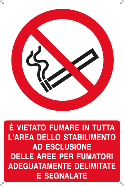 [E18035Y] E18035Y - Cartello divieto fumare in tutta area stabilimento EN ISO 7010