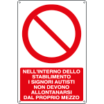 [E18041Y] E18041Y - Cartello nello stabilimento non abbandonare automezzi EN ISO 7010