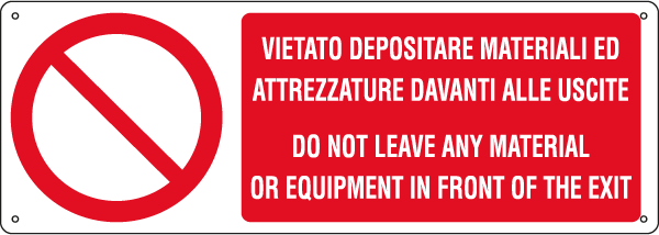 [E18058KS] E18058KS - Etichetta vietato depositare materiali e attrezzature EN ISO 7010