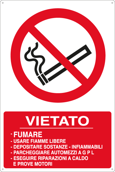 [E18083X] E18083X - Cartello divieto fumare etc. per dep.GPL EN ISO 7010