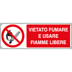 [E1822W] E1822W - Cartello divieto vietato fumare usare fiamme libere EN ISO 7010