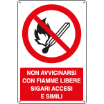 [E1867X] E1867X - Cartello divieto Non avvicinarsi con fiamme libere EN ISO 7010