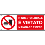 [E1896KS] E1896KS - Etichetta adesiva in questo locale vietato mangiare EN ISO 7010