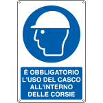 [E1966X] E1966X - Cartello obbligo e'obbligo l'uso del casco EN ISO 7010