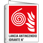 [E20177BIY] E20177BIY - cartello bifacciale Lancia Antincendio Idrante N.