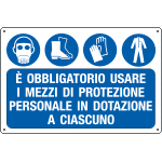 [E2653] E2653 - Cartello obbligo Usare maschere scarpe guanti EN ISO 7010
