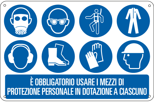 [E2659] E2659 - Cartello obbligo usare mezzi di protezione personale EN ISO 7010