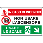 [E2940] E2940 - Cartello multisimbolo In caso di incendio discesa destra EN ISO 7010